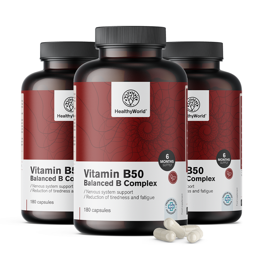 Kompleks Witamin B50, 180 Kapsułek - Healthy-World.pl