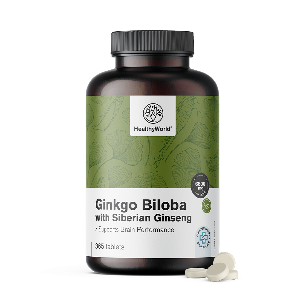 Ginkgo biloba z syberyjskim żeń-szeniem w tabletach.