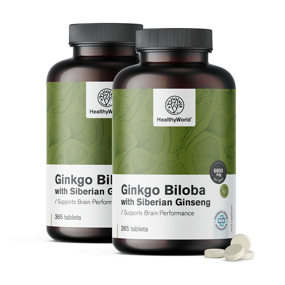 Ginkgo biloba z syberyjskim żeń-szeniem w tabletach.