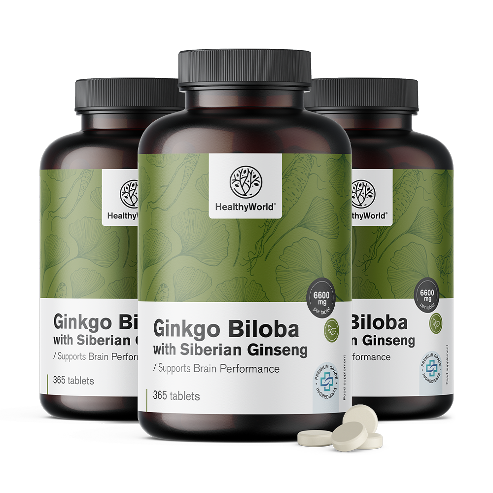 Ginkgo biloba z syberyjskim żeń-szeniem w tabletach.